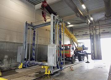 Как происходит монтаж грузовой портальной мойки КУБ